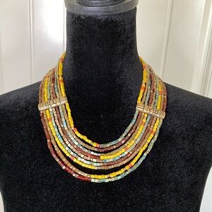 Chicos Womens Necklace Multistrand Beaded‎ African Western 16 to 20" NWT